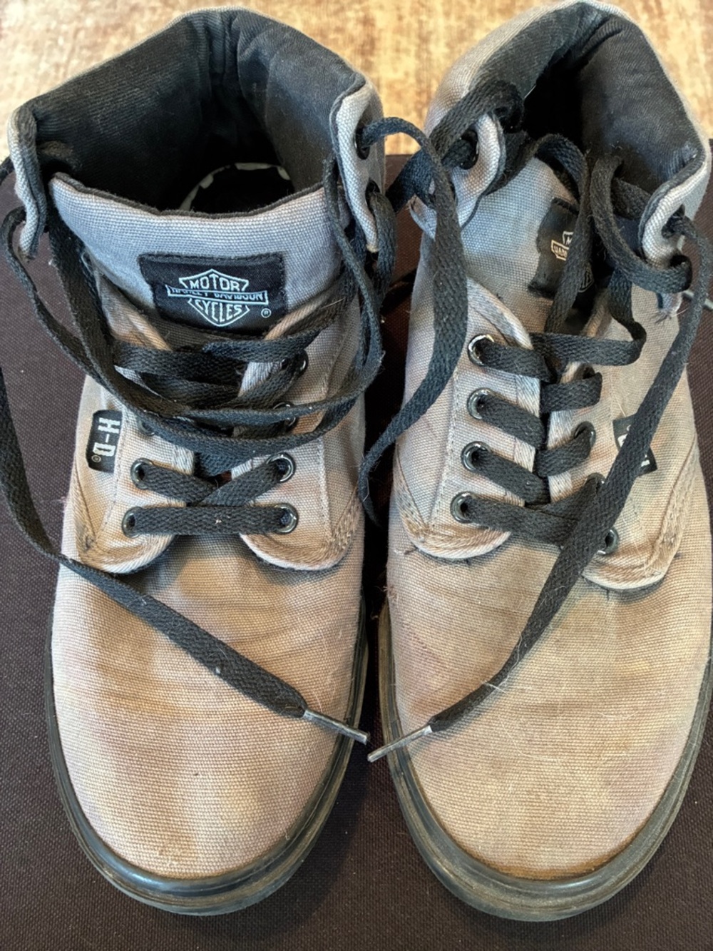Harley-Davidson Men's Gray Canvas High-Top Boots with Black Laces